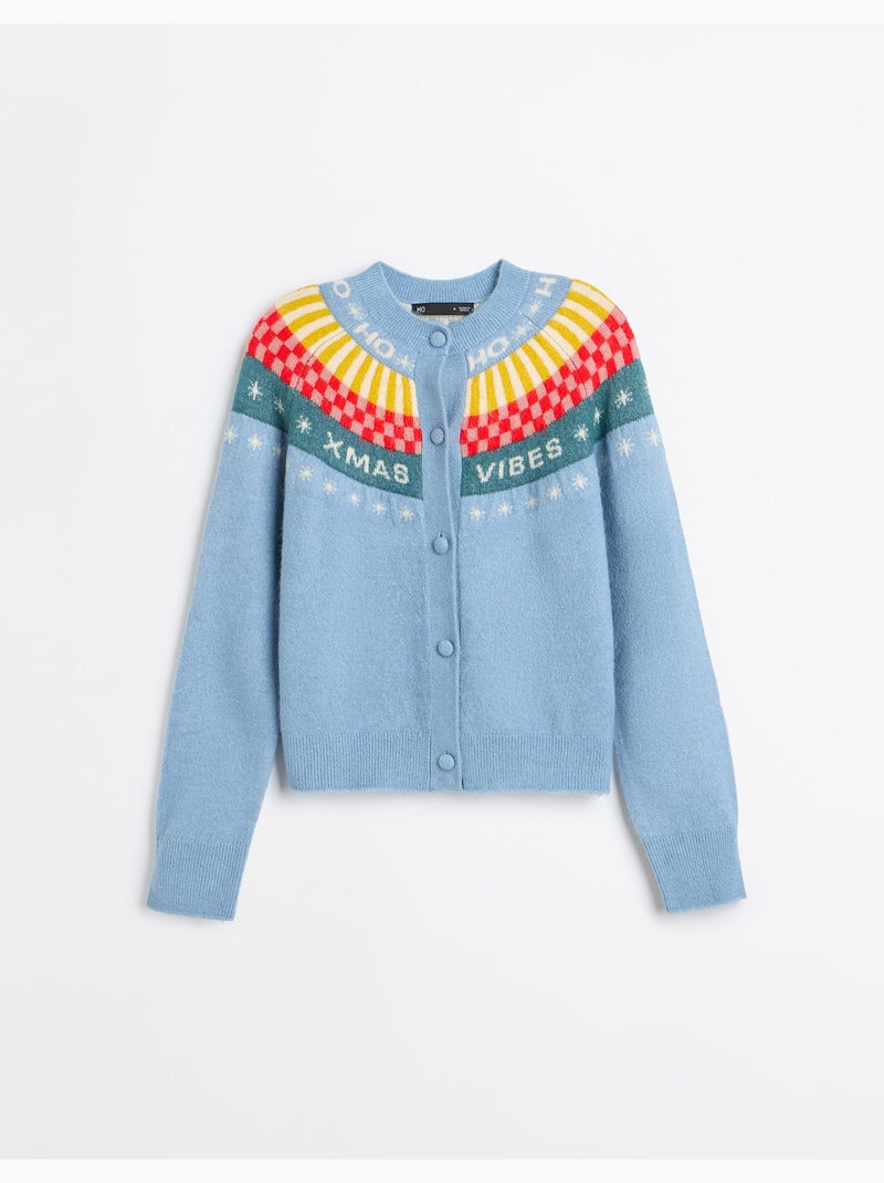 Veste en maille de noël, mo fashion Bleu - Kiabi