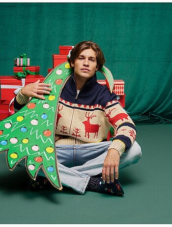 Veste en maille de noël, mo fashion