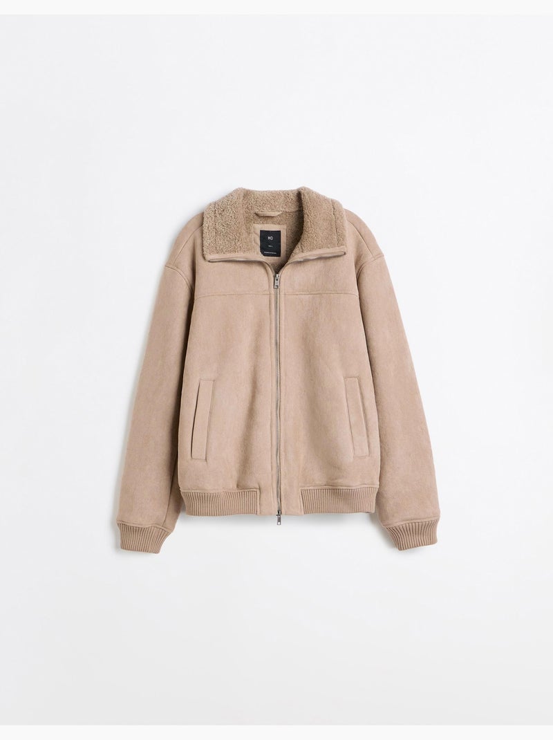 Veste en peau lainée, mo fashion Beige - Kiabi
