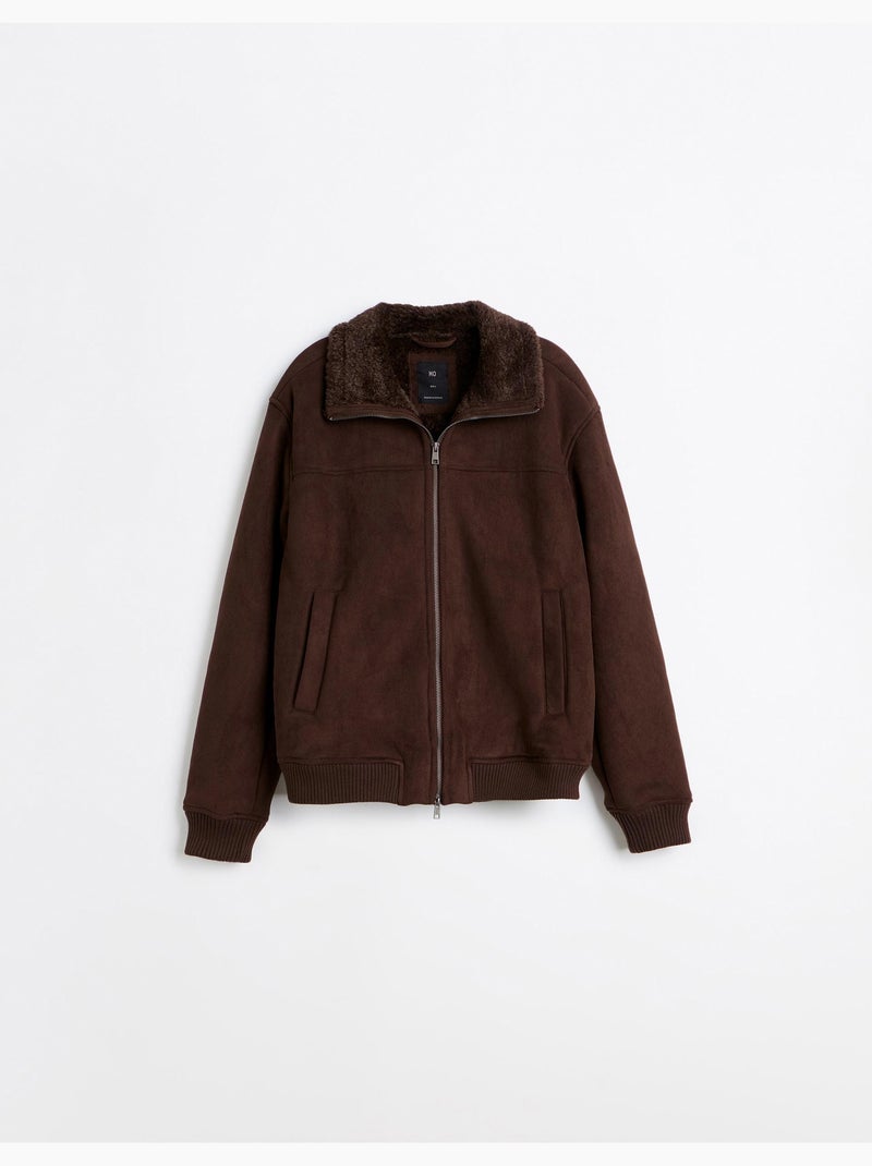 Veste en peau lainée, mo fashion Marron - Kiabi