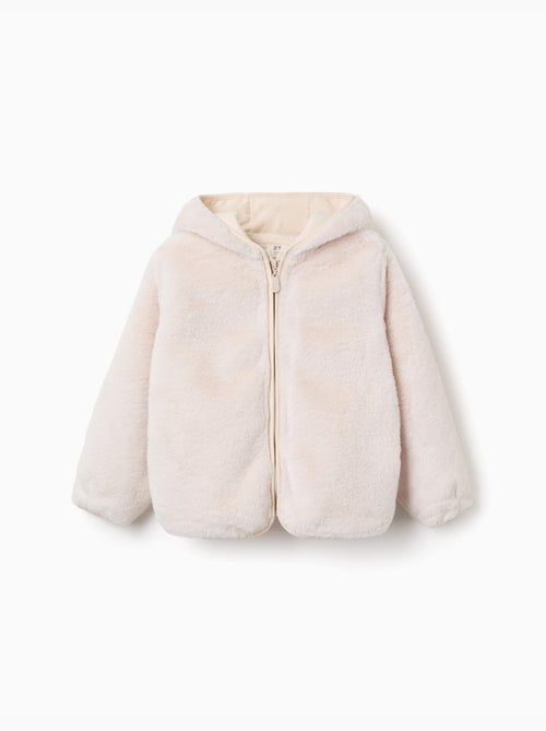 Veste en peluche à capuche et poches - Kiabi