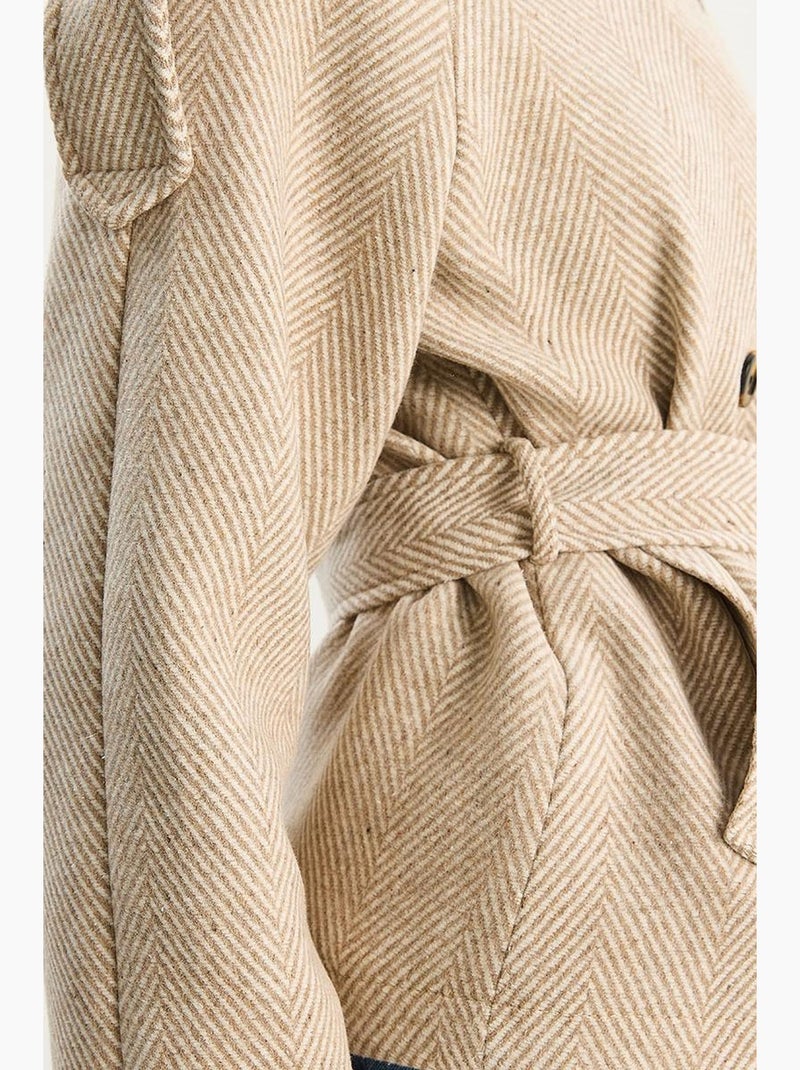 Veste en peluche épaisse, coupe décontractée et fermeture boutonnée lucci Camel - Kiabi