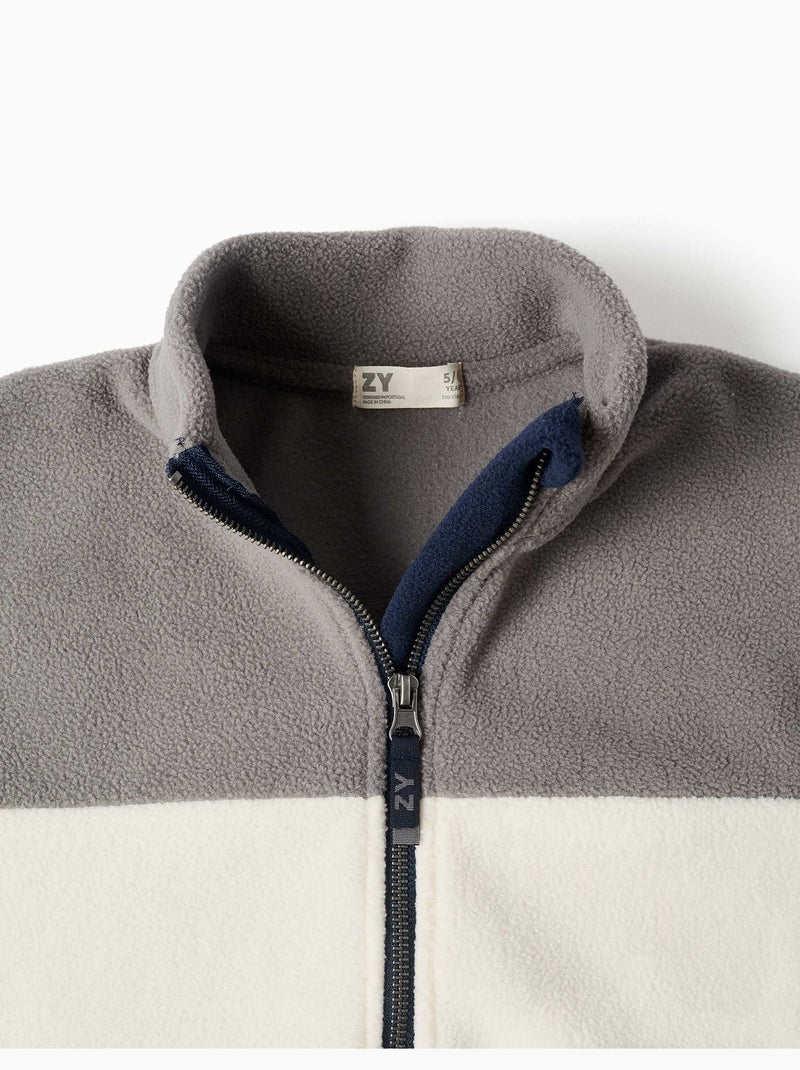 Veste en polaire à col montant Gris - Kiabi