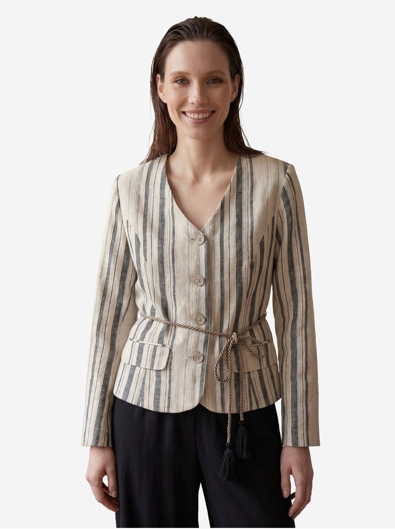 Veste en popeline à rayures ceinturée my fashion Sable - Kiabi