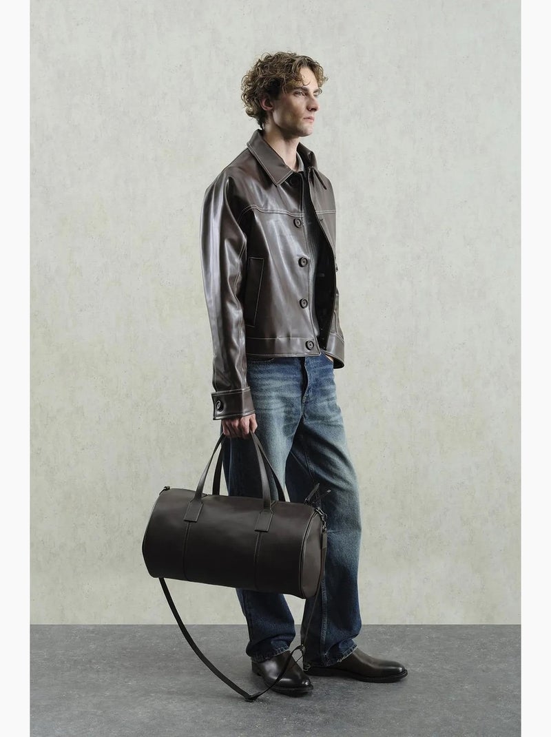 Veste en simili cuir boutonnée giesto Marron chocolat - Kiabi