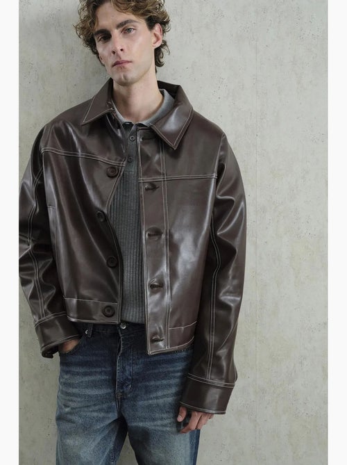 Veste en simili cuir boutonnée giesto - Kiabi