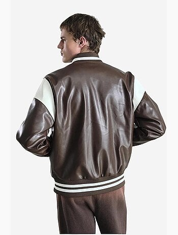 Veste en simili cuir brodée giesto