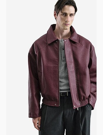 Veste en simili cuir texturée poche giesto