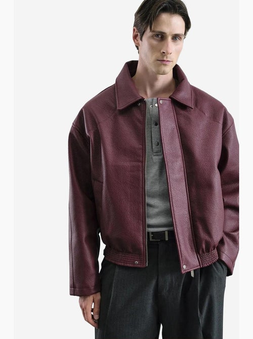 Veste en simili cuir texturée poche giesto - Kiabi