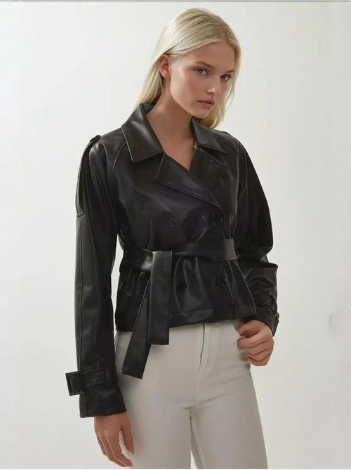 Veste en similicuir avec ceinture bdart - Kiabi Veste en similicuir avec ceinture bdart - Kiabi
