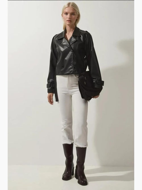 Veste en similicuir avec ceinture bdart - Kiabi Veste en similicuir avec ceinture bdart - Kiabi