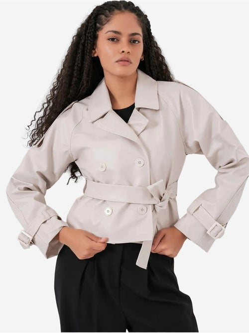 Veste en similicuir avec ceinture bdart - Kiabi