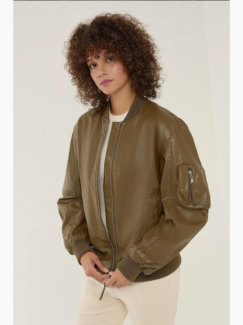 Veste en similicuir coupe décontractée hiccup Vert - Kiabi