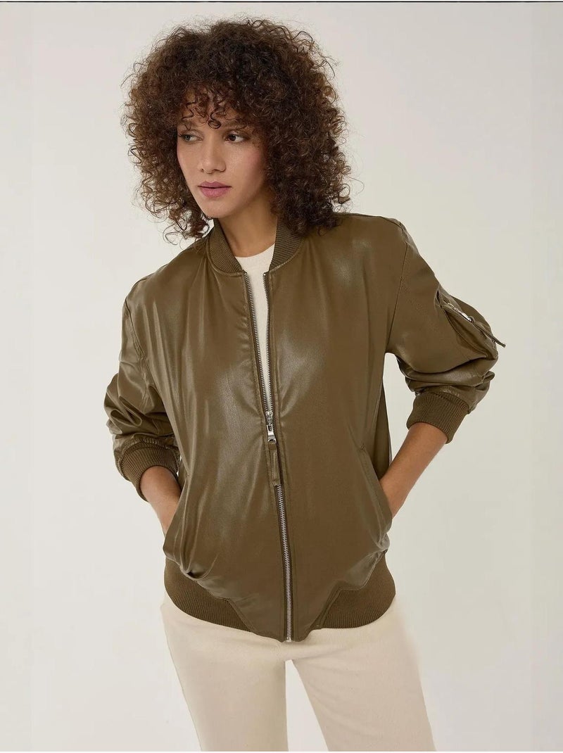 Veste en similicuir coupe décontractée hiccup Vert - Kiabi