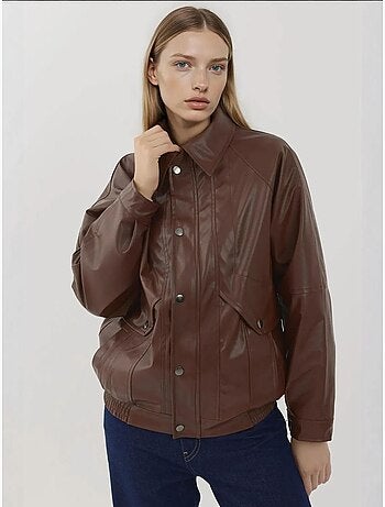 Veste en similicuir surdimensionnée avec poches hiccup