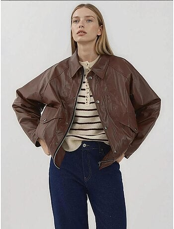 Veste en similicuir surdimensionnée avec poches hiccup