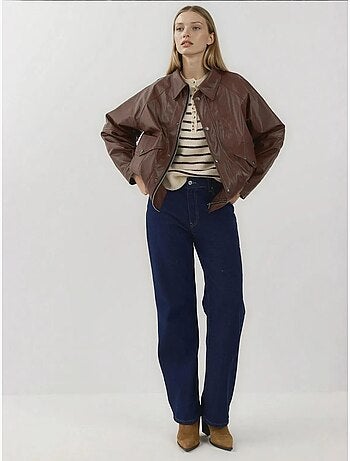 Veste en similicuir surdimensionnée avec poches hiccup