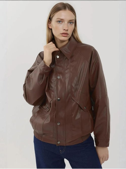 Veste en similicuir surdimensionnée avec poches hiccup - Kiabi