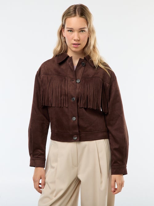 Veste en suédine avec franges coupe courte - Kiabi