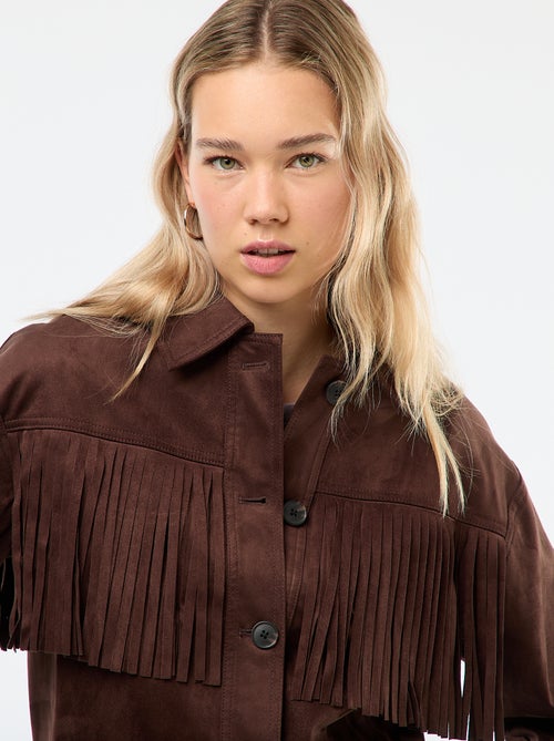 Veste en suédine avec franges coupe courte - Kiabi