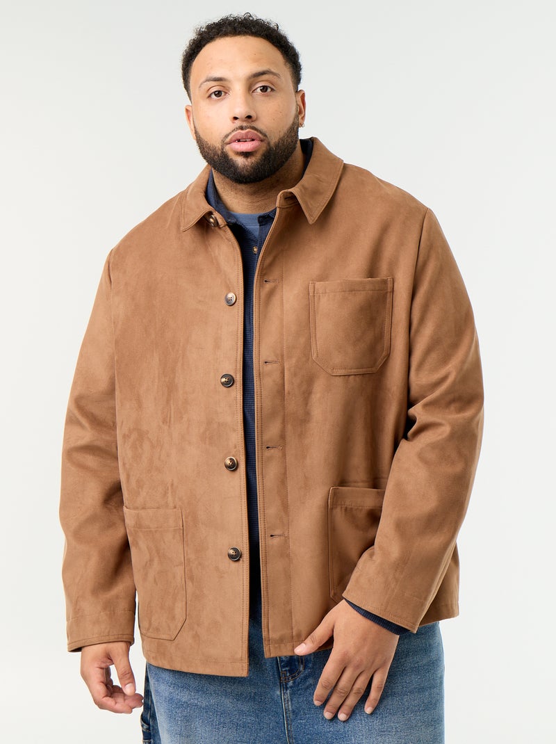 Veste en suédine avec poches plaquées Marron - Kiabi