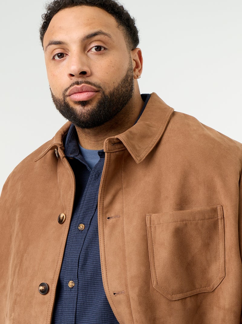 Veste en suédine avec poches plaquées Marron - Kiabi