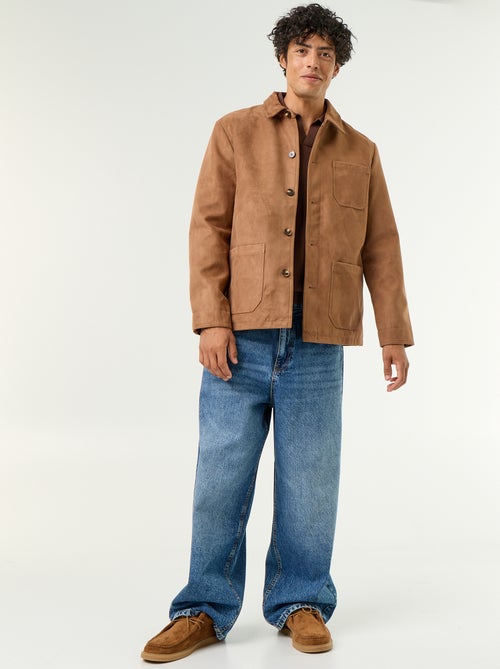 Veste en suédine boutonnée avec poches plaquées - Kiabi