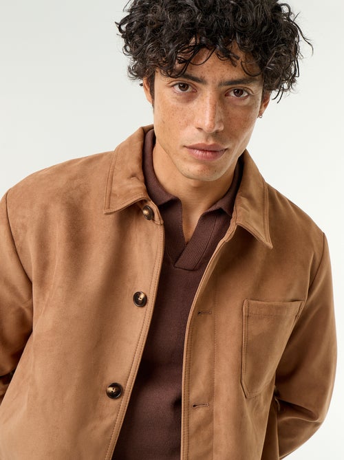 Veste en suédine boutonnée avec poches plaquées - Kiabi