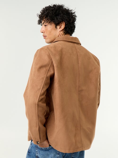 Veste en suédine boutonnée avec poches plaquées - Kiabi