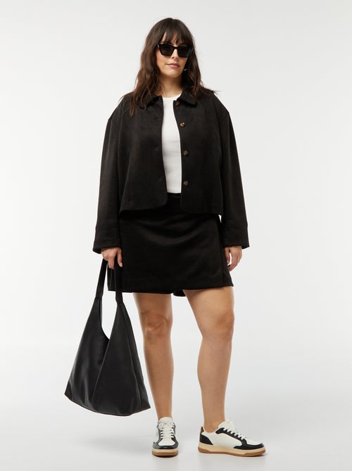 Veste en suédine boutonnée unie - Kiabi