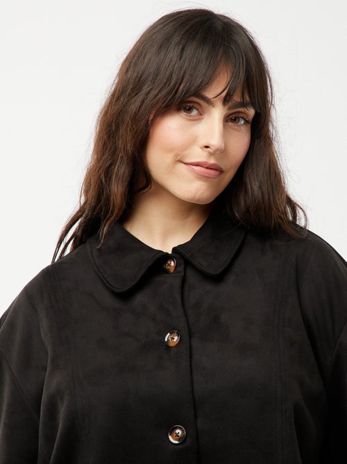 Veste en suédine boutonnée unie - Kiabi