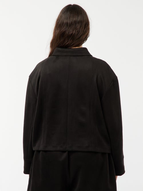Veste en suédine boutonnée unie - Kiabi