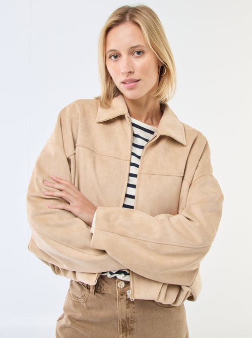 Veste en suédine unie - Kiabi