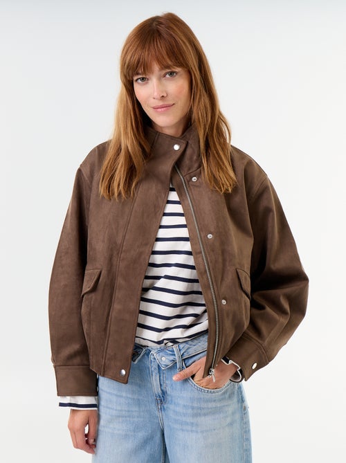 Veste en suédine zippée - Kiabi