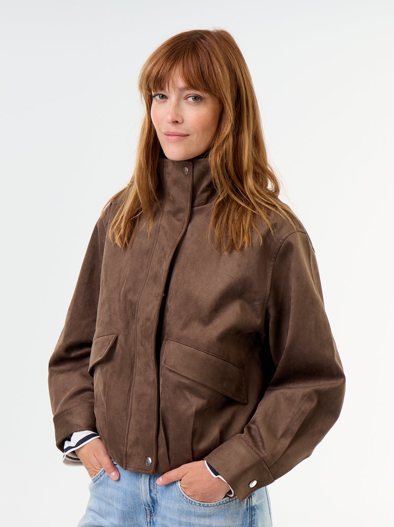 Veste en suédine zippée Marron - Kiabi