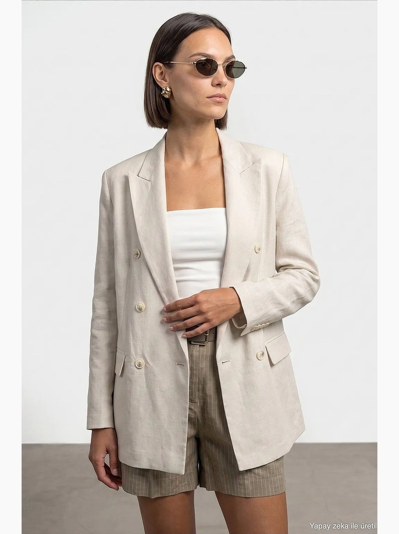 Veste en tencel, coton et lin dilvin Beige argile - Kiabi