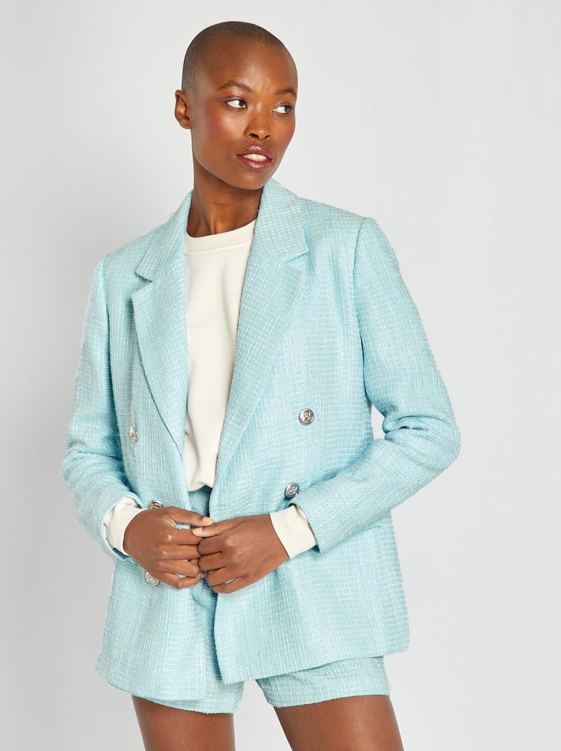 Veste en tweed bleu pale - Kiabi