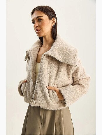 Veste en tweed épais matelassé avec fermeture éclair lucci