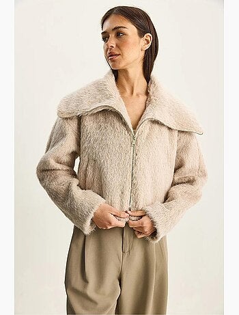 Veste en tweed épais matelassé avec fermeture éclair lucci