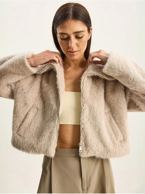 Veste en tweed épais matelassé avec fermeture éclair lucci - Kiabi