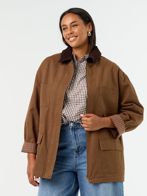 Veste en twill avec col en velours - Kiabi Veste en twill avec col en velours - Kiabi