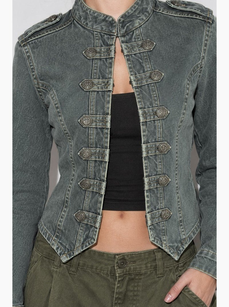 Veste en twill boutonnée hiccup Gris moyen - Kiabi
