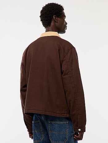 Veste en twill zippée avec col côtelé