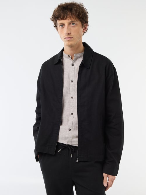 Veste en twill zippée unie - Kiabi