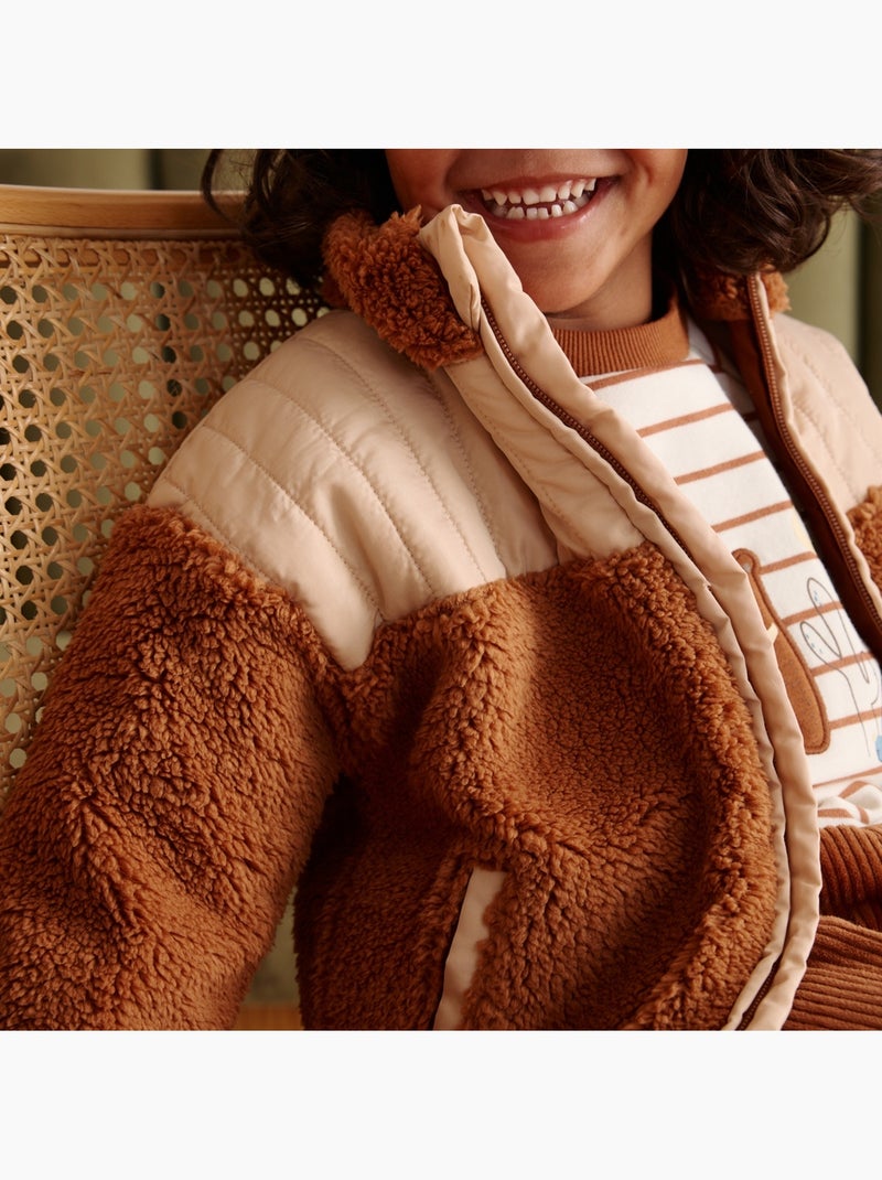 Veste enfant en sherpa moka Marron - Kiabi