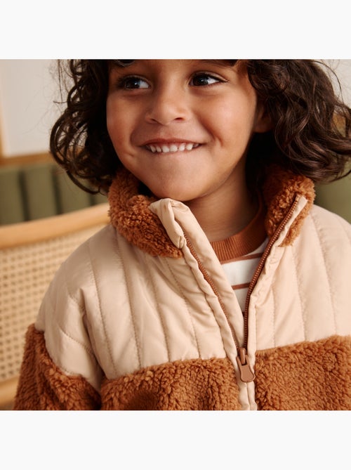 Veste enfant en sherpa moka - Kiabi