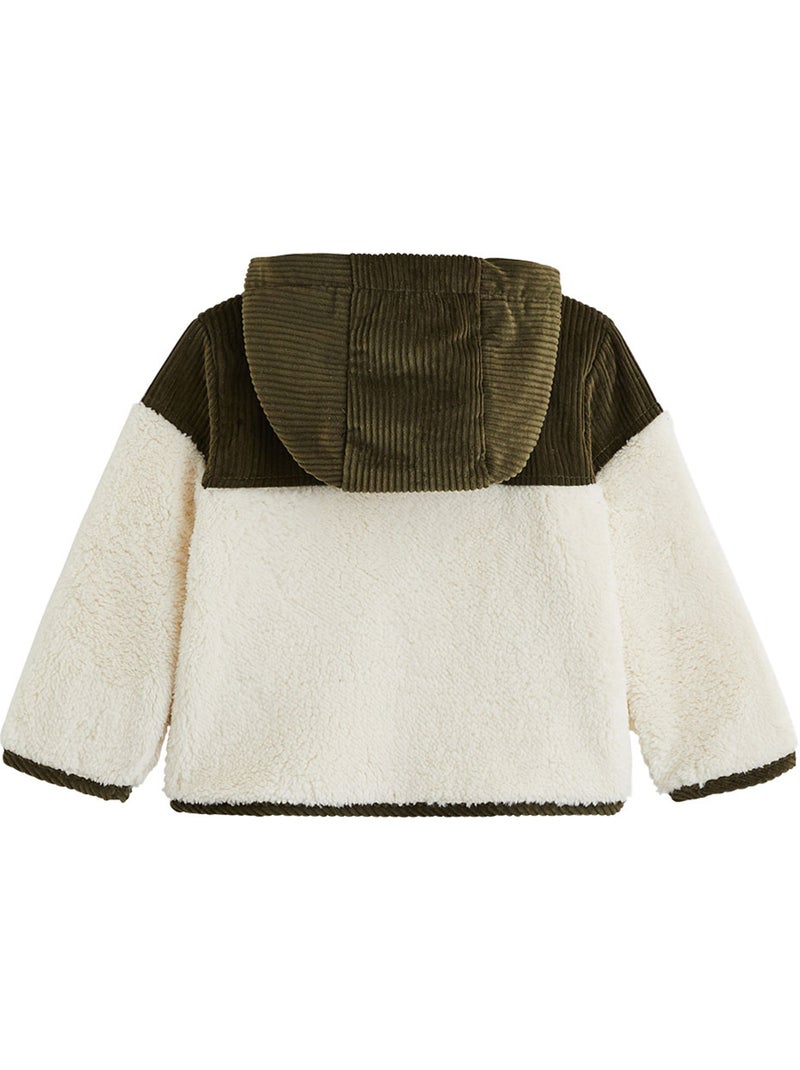 Veste enfant intérieur polaire avec capuche ginkgo Vert - Kiabi