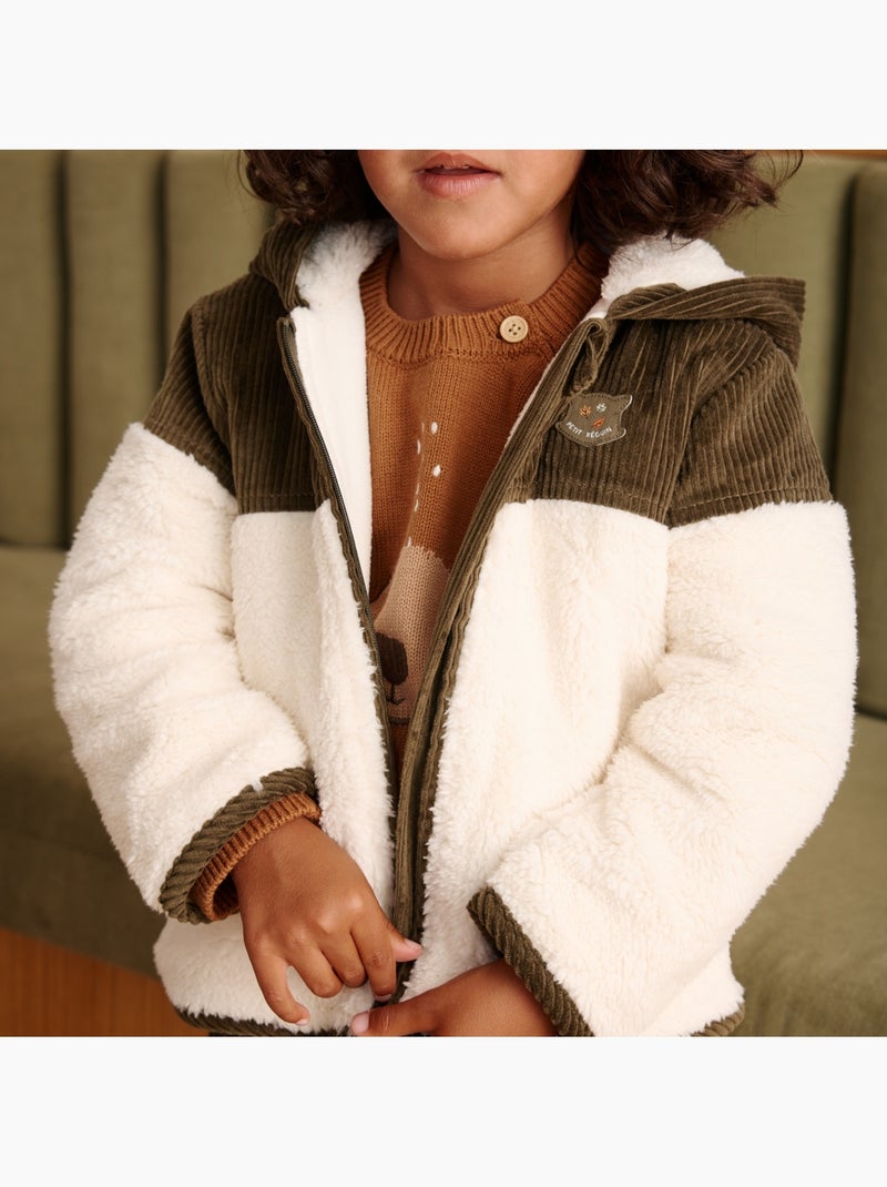 Veste enfant intérieur polaire avec capuche ginkgo Vert - Kiabi