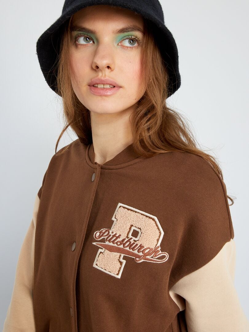 Veste esprit campus Marron/beige - Kiabi