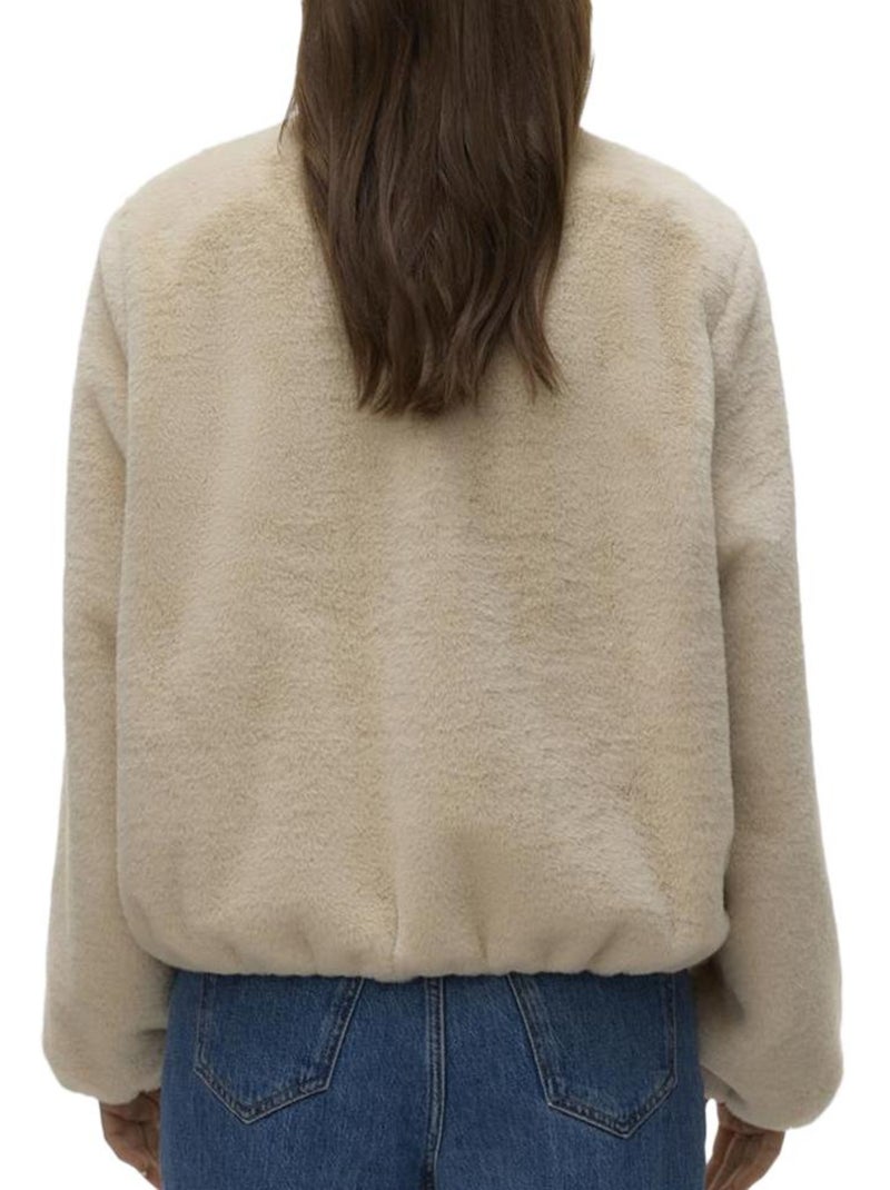 Veste Fausse Fourrure Femme Vero Moda Beige - Kiabi